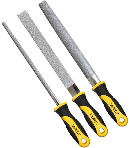 Oudtinx 6-Piece Needle File Set – Flat, Warding, Square, Triangular, Round & Half-Round Files, 5x180mm With Soft Rubberized Handles