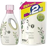 【まとめ買い】 さらさ 無添加 植物由来の成分入り 洗濯洗剤 液体 本体 850g + 詰め替え 超特大 1640g (約2倍)