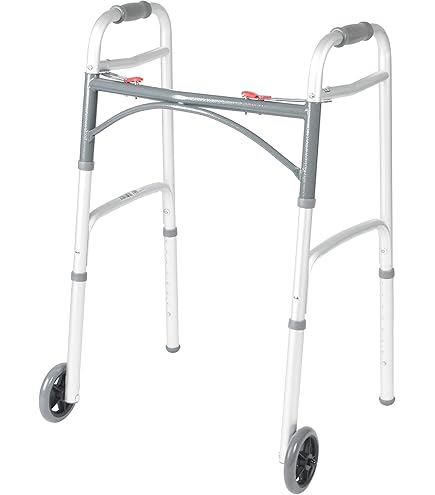 Medline 超軽量輸送車いす 大人用 折りたたみ式 座面幅19インチ レッド