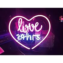 Amazon.co.jp: ネオンサイン『love 24hrs』NEON SIGN ピンク 白 ネオン 