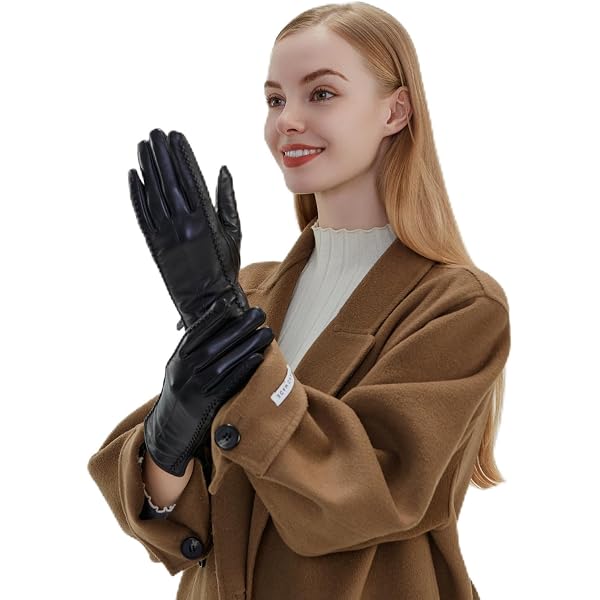 Amazon | [YISENJEE] レザー 手袋 冬暖かいフェイクシープスキン