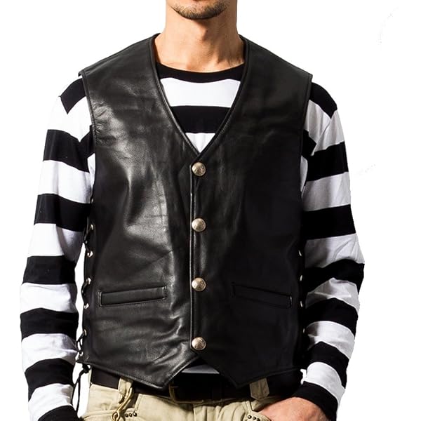 Amazon | 1.2mm茶芯ホースハイド 本革 メンズ レザーベスト 皮ベスト