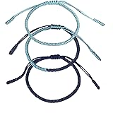Rimobul Handmade Tibetan Buddhist Lucky Rope Bracelet - 3 Pack