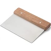 Winco Stainless Steel Dough Scraper with Wood Handle | Dishwasher safe, Pizzerias, Great for Dough Portioning, Bench Cleanup,