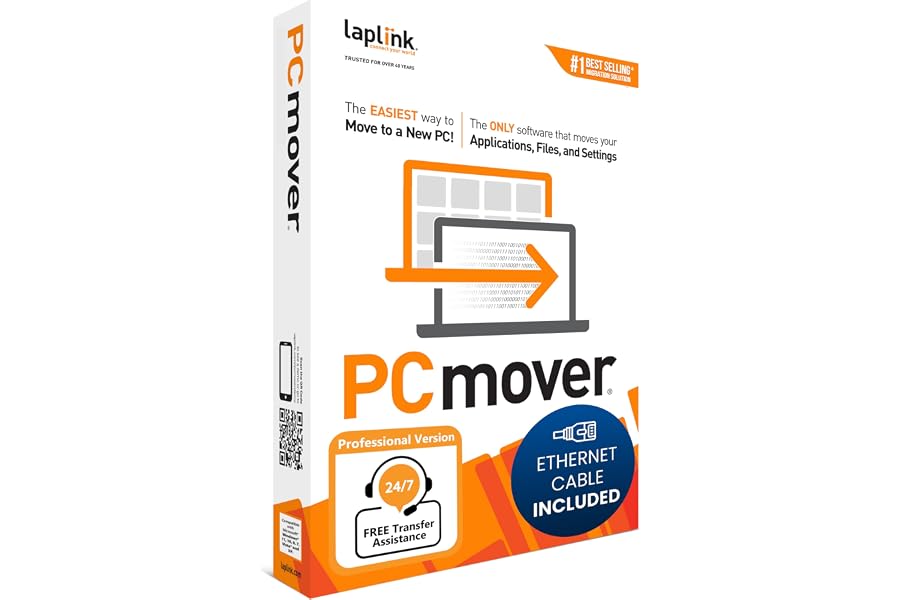 Laplink PCmover Professional 11 mit High-Speed Kabel (1 Nutzung) - Der einfachste Weg, auf einen neuen PC umzuziehen!
