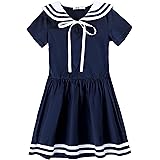 [Weileenice] 子供 発表会 服 女の子 ドレス 海軍風 ワンピース 白 ネイビー キッズ フォーマルワンピース セーラー 幼児 子ども 七五三 入園式 入学式 かわいい 女児服