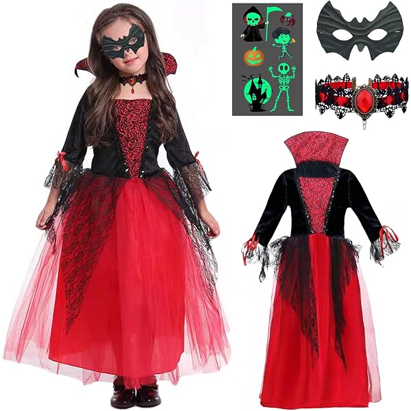 ✨キッズハロウィンコスチューム✨吸血鬼 仮装ワンピース✨コスプレ✨パーティー✨赤 Amazon.co.jp: [ATOWORLD] ハロウィン 吸血鬼 コスプレ 女の子 子供