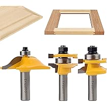 LEATBUY 3-Piece Router Bit Set – 1/4" Shank, Round Over & Raised Panel Bits For Cabinet Doors