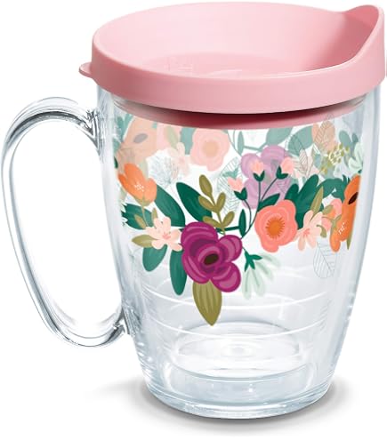 Tervis 16 Oz Insulated Tumbler With Lid - Gigi Dainty Floral Design, Clear, BPA Free