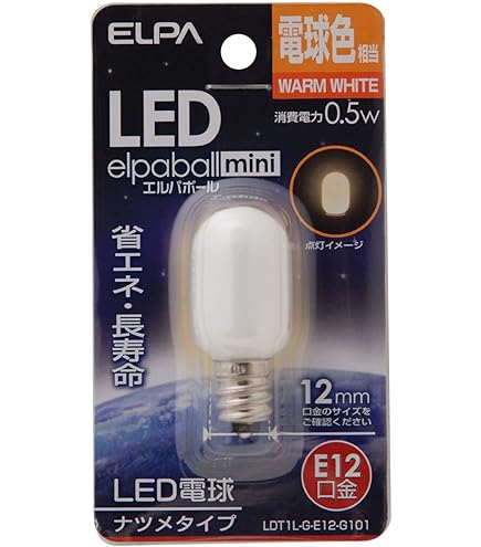 Amazon | エルパ(ELPA) LEDナツメ形 LED電球 照明 E12 100V 電球色  