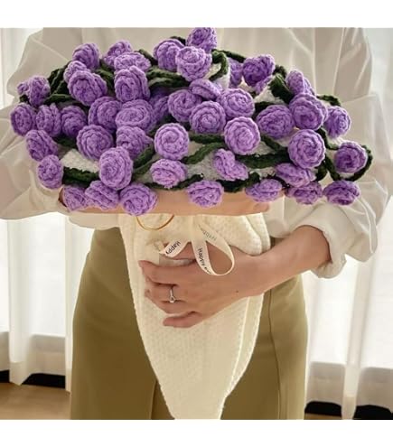 Amazon｜ピンクの花束ブランケット、手作りかぎ針編みの花ブランケット