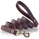 PETBABA 犬 リード 皮革リード ブル・レザー 1.8m 中型 大型 犬用リード 本革 お散歩/訓練/トレーニングリード 丈夫 使いやすい 滑り止め ペット用品
