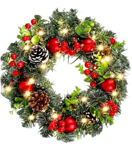 Amazon.co.jp: SCLYX クリスマスリース 玄関ドア用 北欧風 シルバー