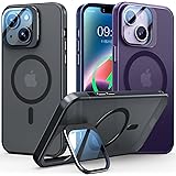 WTAIYUN【レンズ保護+スタンド一体】iPhone 14 用 ケース MagSafe 対応 米軍規格 [ ストラップホール付き 隠し収納式 角度調整可能] Qi無線ワイヤレス充電/黄変防止/擦り傷防止 耐久性 耐衝撃 マグネット内蔵 スマホケース