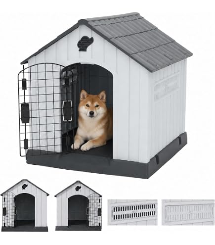 屋外中型犬用犬小屋 ペットハウス Amazon | YAKINO犬小屋 PPプラスチック製 大型 中型犬用 室内外兼用