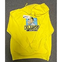 【美品】阪神タイガース 佐藤輝明選手XLARGEコラボパーカー　XL　イエロー 阪神タイガース 佐藤輝明選手 XLARGEコラボパーカーS イエロー