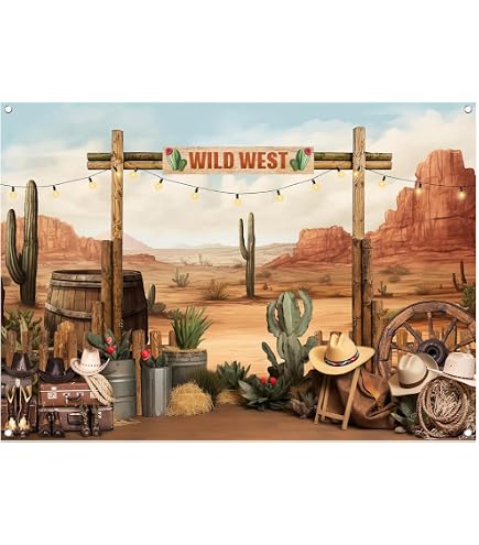 Wild West Cowboy Fotohintergrund 210x150 Cm – Wiederverwendbarer Hintergrund Für Geburtstage & Fotoshootings
