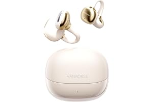 【VANBOKEE】 H15 イヤーカフ型 イヤホン Bluetooth ワイヤレスイヤホン オープンイヤー 重低音 防漏音 最大34時間駆動 急速充電対応 軽量 人間工学設計 防漏音 オフィス/通勤/スポーツ/プレゼント(ベージュ)
