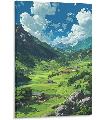 Amazon.co.jp: ポスター 山 自然 風水 絵 山の絵 緑の絵 玄関 開運