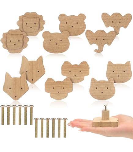 YuGtcen 18pcs Wooden Cabinet Knobs, Star And Moon Shape Drawer Pulls Nursery Dresser Knobs Woodland Wooden Knob For Crafts Handles For Furniture Cupboard Closet Door (Moon Star Cloud