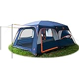 KTT Extra Large Tent 12 Person(Style-A),Family Cabin Tents,2 Rooms,Straight Wall,3 Doors and 3 Window with Mesh,Waterproof,Do