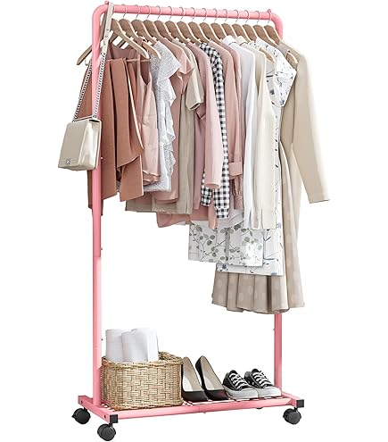 Amazon｜[XYJP] ハンガーラック スリム 洋服掛け 室内物干し ピンク 60