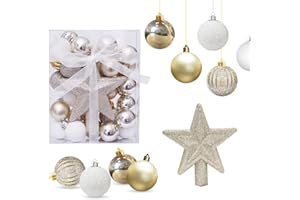 ZOYUBS クリスマス オーナメント ボール クリスマスボール 3cm ツリートップスター 華やか クリスマスツリー 飾り付け 飾り ボール セット クリスマス ツリー オーナメント 3cm ボール クリスマス ツリー デコレーション ボール クリ