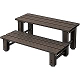 [ガーデンマスター] アルミ踏み台2段 幅70×奥行53×高さ32cm 玄関台 バルコニー ベランダ デッキ 縁台 段差解消 介護 フラワースタンド ガーデンマスター ダークブラウン YM-700 2