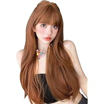 Amazon.co.jp: FORCUTEUウィッグ ロング オレンジブラウン ストレート