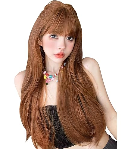 Amazon.co.jp: ORSUNCER ウィッグ ロング ブラウン 茶髪 ストレート