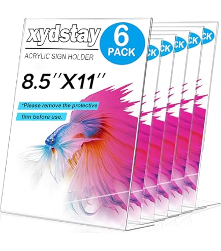 Paper Sign Holder (25 Pack) Plastic 8.5 X 11 Inch Countertop Display W/ Shatterproof (No Acrylic) Clear Cover W/Cardboard Easel Back Ship Flat Portable Tabletop Sign Frames By Hutchco