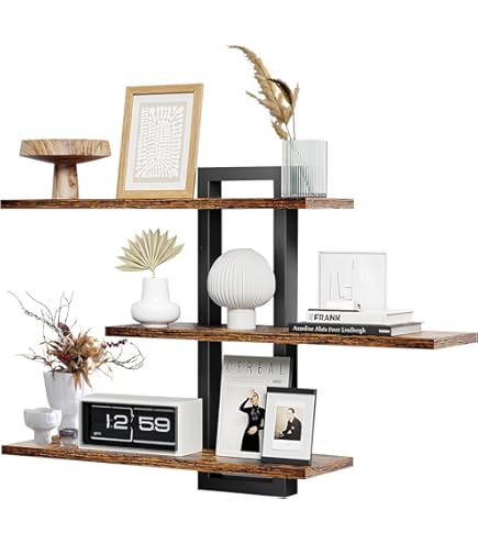 Amazon.co.jp: THCTYRP 壁用フローティングシェルフ 3段 木製