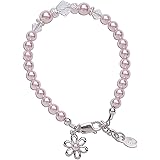 Baby or Children's Sterling Silver Flower Girl Bracelet with High End simulated pearls, Crystals and Daisy Charm for Infants,