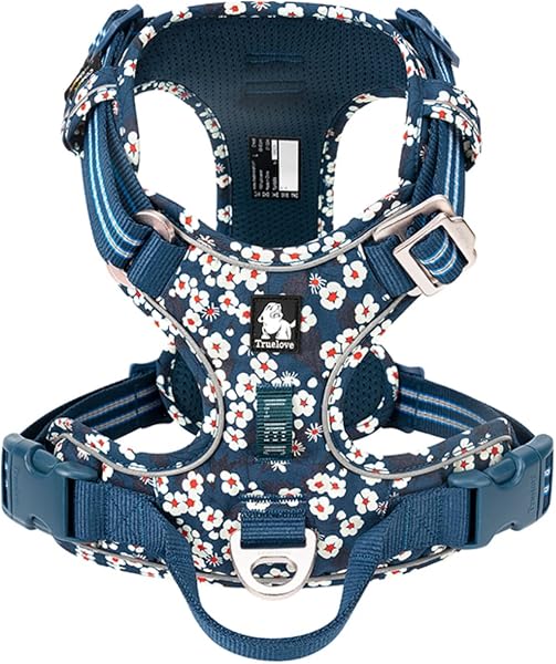 cocomall 2020 Model Dog Harness, Pet Goods, Training, 3M Reflective Material, Nylon, Small/Medium/Large Dogs, Breathable, Adjustable, M, Saxony Blue - 1