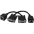 CERRXIAN DB9 RS232 COMメスポート - RJ45メス+ RS232メス - RJ45メスコネクタカードDB9シリアルポートエクステンダ - LAN CAT5 CAT6 RJ45ネットワークイーサネットケーブルアダプタ(1ペア)