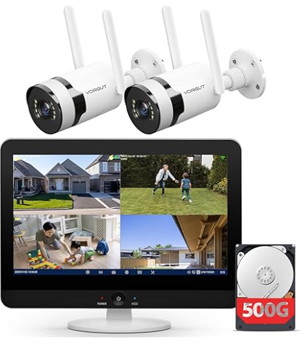Amazon.co.jp: VORGUT 防犯カメラ 屋外 モニター付き 2台セット 10倍