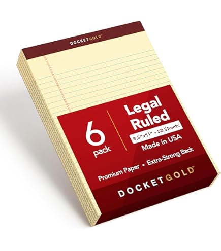 Blocchi Per Appunti Legali Tops Double Docket, 21.6x29.8 Cm, 6 Blocchi Gialli Da 100 Fogli Cad.