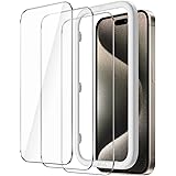 JEDirect iPhone15ProMax(15 Pro Max 6.7インチ用) 保護フィルム 強化ガラスフィルム ガイド枠付き ケースに干渉なし HDクリア 3枚セット