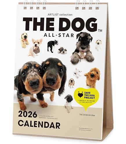 Amazon | THE DOG カレンダー 2026 壁掛け 大判サイズ [オールスター