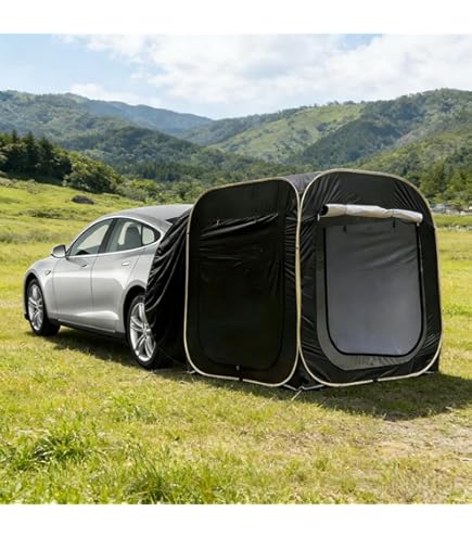 Amazon | pop-up式ブラック 黒 カーサイドタープ 開放構造 日よけ 車と