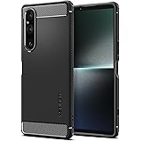 Spigen Xperia 1 V ケース TPU [ SO-51D ] ストラップ ソフトケース 米軍MIL規格取得 耐衝撃 衝撃吸収 傷防止 カメラ保護 Qi充電 ワイヤレス充電 ラギッド・アーマー ACS06204 (マット・ブラック)