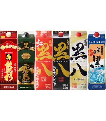 Amazon.co.jp: 焼酎セット 麦焼酎 1.8L 1800ml 紙パック 飲み比べ 6本