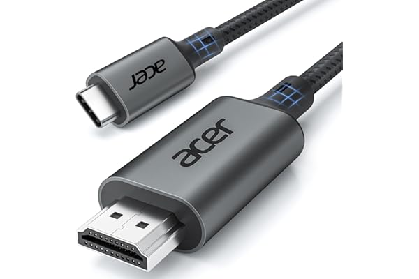 Acer USB Type-C HDMI ケーブル 4K@60Hz【2M】タイプC HDMI 変換ケーブル Thunderbolt 5/4/3 対応 [単方向通信] ナイロン編み USB C HDMI 変換アダプタ ノートパソコン・タブレット・iPhone 17 16 15 Pro/Pro Max・MacBook Neo Air・Galaxy S26 S25 S24 対応