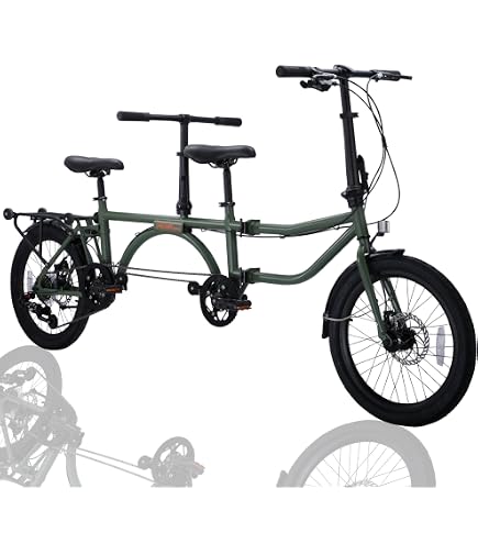 Amazon | タンデム自転車 20インチ二人乗り 折りたたみ自転車 三つ折り