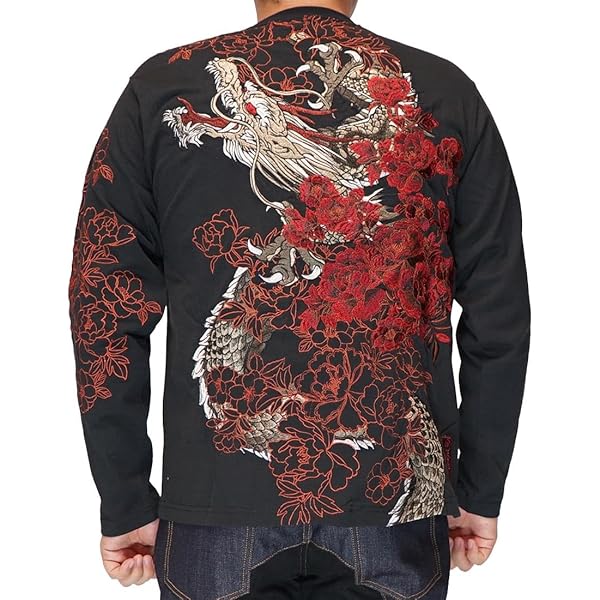 Amazon | [絡繰魂] からくり魂 粋 龍 桜 クルーネック 半袖Tシャツ 和