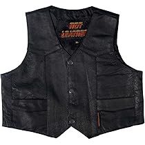 HOT LEATHERS ブラック レザー ベスト L Amazon | Hot Leathers ブラックユースクラシックバイカーベスト