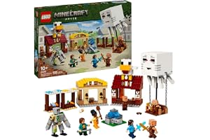 LEGO Minecraft The Ghast Balloon Village Attack 21273, Gamer Gift Toy for Kids, Video Game House and Building Set with Chicken and Golem Figures, Gaming Film Merch (555 Pieces)