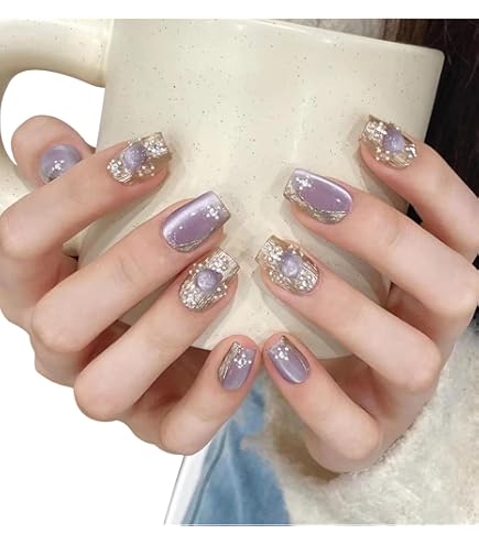 Amazon | 成人式 ネイルチップ 和風 紫 黒 白 | 834NAIL | ネイル