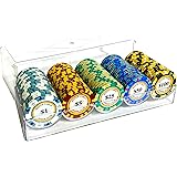 【ヨロズラボ】 ポーカーチップ 100枚セット プロ仕様 5種(各種20枚、計100枚セット)専用アクリルケース付 麻雀 ポーカー カジノ ルーレット バカラ ブラックジャック (1.5.25.50.100)