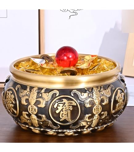銅器 銭袋 聚宝盆 貯金箱 装飾品 工芸品 置物 Amazon.co.jp: 聚寶盆 置物 富と幸運 銅製 真鍮 風水置物 縁起物